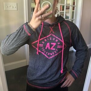 Grey Arizona Southwest Hoodie with Neon Pink Logo